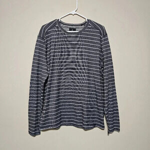 Prana Men's Keller Long Sleeve Crew Neck Size Large Gray White Top Pullover